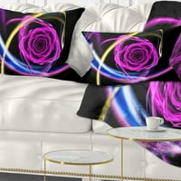 Designart užarena ljubičasta neonska ruža - jastuk za bacanje cvijeća-12x20
