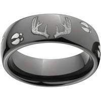 Poluokrug Crni cirkonijumski prsten sa laserskim stalak za jelene i dizajnom staze