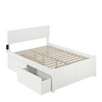 Orlando King drveni krevet sa platformom za uzglavlje i ladice za odlaganje, Bijela
