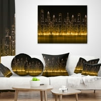 Designart moderni grad sa osvijetljenim neboderima - jastuk za bacanje Cityscape-18x18