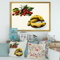 Designart' Red Berries and Banana ' Farmhouse Framed Art Print
