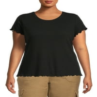 Terra & Sky ženska Plus Size zelena salata Edge kratki rukav T-Shirt