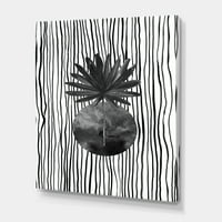 Designart 'crno-bijele prugaste ispod tropskog Lista I' moderna platnena zidna umjetnička štampa