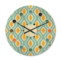 Designart 'Abstract Retro Pattern Design XII' Mid-Century Modern Wood Wall Clock