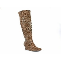 Ženske klinaste čizme preko koljena u leopardu