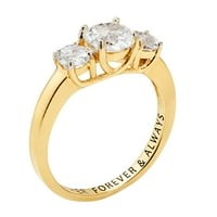 Zavjet i zauvijek personalizirani vjenčani 14k zlato preko Sterling srebra briljantno bijeli Topaz sa tri