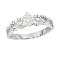 CT. TW dijamantski zaručnički prsten sa bočnom laticom od 10k bijelog zlata