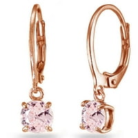 Simulirani Morganite Rose Gold Blesnuše Srebra Round Dangle Leverback Naušnice