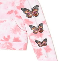 Slatka leptir djevojke udobna dukserica, grafička majica i tajice, 3-dijelni komplet odjeće, veličine 4-16