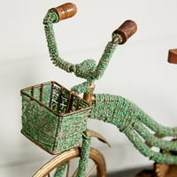 18 12 zelena metalna skulptura bicikla