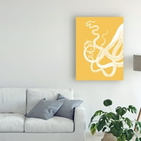 Zaštitni znak likovne umjetnosti 'pipci hobotnice bijeli na senfu' platno Art by Fab Funky