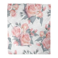 Flannel baca pokrivač šarene apstraktne engleske ruže ružičaste vintage akvarel imitacija ne mekane za kauč