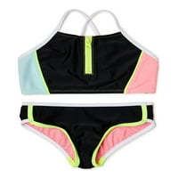 Shelloha djevojke Colorblock Bikini gornji i donji dio, UPF 50+, 2-dijelni set za plivanje, veličine 4-16