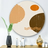 Designart 'Abstract Minimal Moon And Sun In Earth Tones III' Modern Circle Metal Wall Art-disk of 23