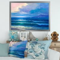 Designart 'Sunrise Glow On The Sea Waves I' Nautical & Coastal Framed Art Print