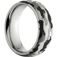 Poluokrug titanijumski prsten sa crno-bijelim Camo laserskim uzorkom