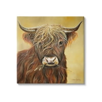 Highland Goveda Žvakaće Trave Portret Životinje & Insekti Slika Galerija Umotana Platnu Print Zid Art