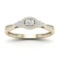 1 3CT TDW Diamond 10k Žuti zlatni halo vintage stil zaručni prsten