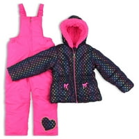 Arctic Quest komplet Puffer jakne za srce od folije za djevojčice i skijaškog Bib odijela za snijeg
