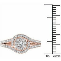 Karat TW dijamantski podijeljeni klaster Halo 10kt zaručnički prsten od ružičastog zlata