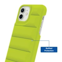 onn. Puffer meka prošivena futrola za telefon za iPhone i iPhone Pro-Chartreuse