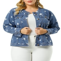 Jedinstveni Bargains Juniors Plus Size Dugi Rukavi Od Trapera Bez Ovratnika