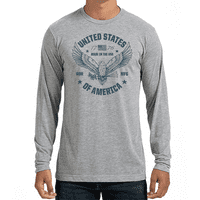 Siva heather izrađena u američkoj majici dugih rukava sa grafikom letećeg orla