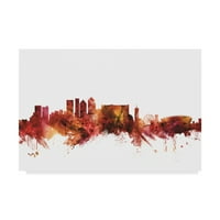 Zaštitni znak likovne umjetnosti 'Cape Town Južna Afrika Skyline Red' platno Art Michael Tompsett