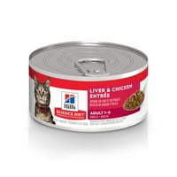 Hill's Science Diet konzervirana hrana za mačke za odrasle, EntrÃ©e od jetre i piletine, 5. oz, mokra hrana