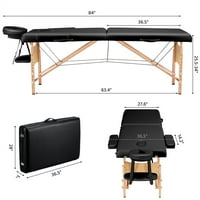 SmileMart 2-Fold prijenosni masažni sto sa torbom za nošenje za Spa tretmane, Crna