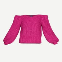 Scoop ženski Meki džemper od šljokica sa detaljima na ramenu