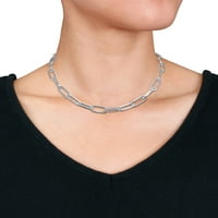 Miabella ženska 14kt bijela zlatna ovalna ogrlica sa spajalicama