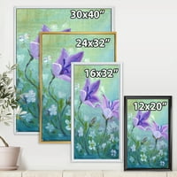 Designart' Purple Bellflowers Blooming ' Tradicionalni Uramljeni Platneni Zidni Umjetnički Print