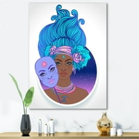 Designart 'portret Afro američke djevojke s plavom kosom II' moderni platneni zidni umjetnički Print