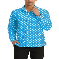 Unique Bargains muške polka tačke Print Dress Shirt dugi rukavi Casual Shirts