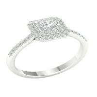 Imperial Ct TDW princeza dijamantski dvostruki oreol zaručnički prsten od 10k bijelog zlata
