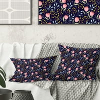 Designart Handdrawn Pink Flowers ' Mid-Century Modern Throw jastuk - 16x16