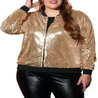 Jedinstvena povoljna ženska bombaška jakna Plus Size metalik sa šljokicama sa šljokicama sa patentnim zatvaračem
