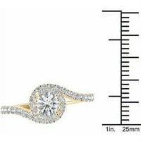 Carat T. W. Diamond Bypass Halo 14kt zaručnički prsten od žutog zlata