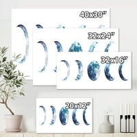 Designart 'Magic Blue Moon Faze Na Bijelom' Boemski I Eklektični Platneni Zidni Umjetnički Print