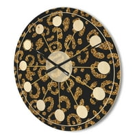 Designart' Golden Leopard Fur Shapes ' Mid-Century Modern Wood Wall Clock