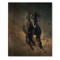 Designart 'Close Up of Thoroughbred Nonius Stallion Horse I' Farmhouse Print on Natural Bor Wood