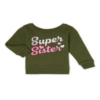 Garanimals Baby Girls' Super Sister Flis Top Sa Dugim Rukavima