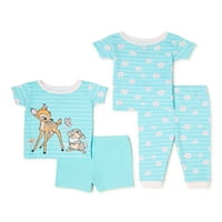 Bambi Baby i devojka za bebe i toddler, kratke i hlače Pidžama set, 4-komad, veličine 9m-24m
