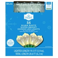Vrijeme za odmor 35-Count topla bijela Super svijetle LED Edison Božić svjetla, sa zelenom žicom, 20. unit-format
