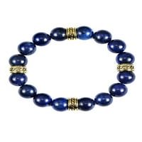 Obalni nakit muški Lapis Lazuli kamen pozlaćeni nehrđajući čelik Akcenti rastezljiva narukvica od perli