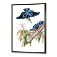 Vintage Seoske Ptice Na Grani V Uokvirena Slika Platno Art Print