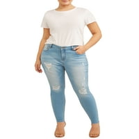 Wa Jean Juniors ' Plus Size Rip and Repair Destructed Skinny Jean