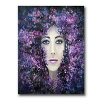 Designart 'portret dame sa ljubičastim cvijećem lavande' moderni platneni zidni umjetnički Print