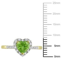 Miabella ženski karat T. G. W. Peridot u obliku srca i karat T. W. dijamant 10kt oreol prsten za srce od